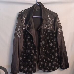 Colleen Lopez Elegant Black Embroidered Jacket Size 24W